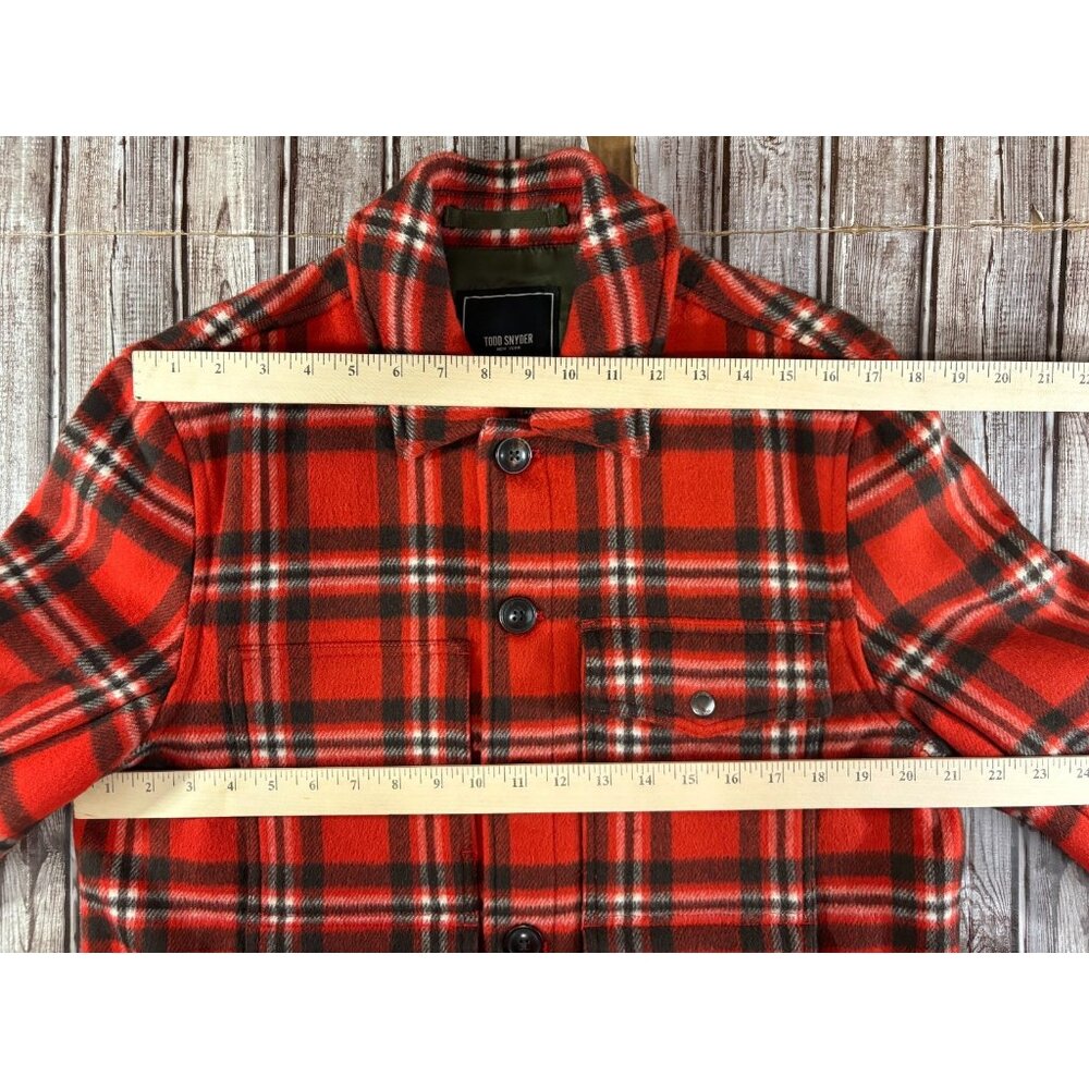 Todd Snyder Thick Wool Mackinaw Jacket size Medium color plaid Red Black NWOT - Picture 6 of 7
